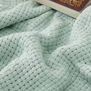 lot 60272 image: Bedsure 100% Cotton Blanket Queen Size for Bed - Soft Cozy Basket Woven Blanket for Summer, Breathable and Lightweight Thermal Blanket, Sage Green, 90x90 inches