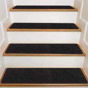 lot 60277 image: KOOTETA Stair Treads for Wooden Steps Indoor, 15 Pack 8 X 30 Non Slip Carpet Stair Treads with Reusable Adhesive for Kids Elders and Dogs, Surface Polyester TPR Backing Stair Rugs, Black