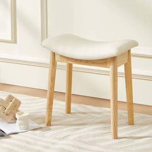 lot 60278 image: Chilihom Vanity Stool,Saddle Cushion Ottoman Stool Chair with Solid Wood Legs, a Modern Piano Bench for Makeup and Foot Stool. Ideal for Bedroom, Entryway and Living Room Decor.18, White