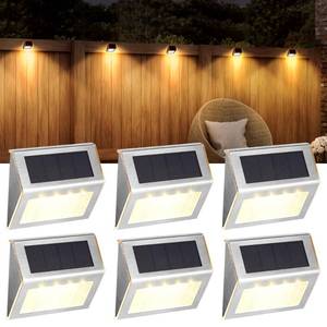 lot 60296 image: SOLPEX Solar Step Lights, 6 Pack Solar Stair Lights, Outdoor Fence Lighting, Solar Powered Deck Lights Waterproof 4 LEDs for Stairway Patio Porch Pathway Walkway Garden (Warm White)