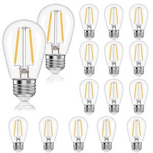 lot 60304 image: 15 Pack S14 LED Replacement Bulbs for String Lights- 2 Watts Warm White Edison Light Bulbs E26 Candelabra Screw Base Clear Plastic Bulbs for Commercial Grade Outdoor Patio Garden Vintage String Lights