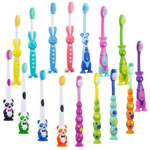 lot 60307 image: Maxcheck 16 Pcs Toddler Toothbrush Kids Manual Toothbrush, Children Size Toothbrushes with Covers Suction Cup Toothbrush Lovely Soft Bristle Animal Toothbrush Pack for Kids Sensitive Teeth
