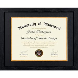 lot 60308 image: Minesaxel 11x14 Diploma Frame with 8.5 x 11 Black Mat Fits Certificate Document, 8.5x11 Degree Frame for Wall or Tabletop Display