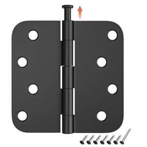 lot 60310 image: HOSOM 3 Pack Rounded Door Hinges 4 Inch 58 Radius Corner, Matte Black Exterior & Interior Door Hinge for Entryway, Patio, Playhouse & More