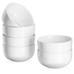 lot 60311 image: DOWAN 10 OZ Ice Cream Bowls - 4.25 Ceramic Dessert Bowls Set of 6 - Porcelain Small Bowls for Side Dishes, Ice Cream, Oatmeal, Fruit, Portion Control - Dishwasher Microwave Safe