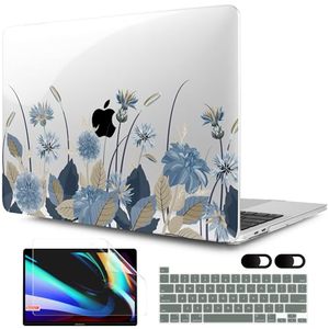 lot 60324 image: MEEgoodo Case for MacBook Pro 13 inch Case 2022 2021 2020 New A2338 M2M1 A2251 A2289, Laptop Hard Shell Cases with Keyboard & Camera Cover Compatible with 13 inch MacBook Pro Case, Blue Cornflowers