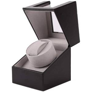 lot 60330 image: Aokelily Automatic Single Watch Winder, in Wood Shell and Black LeatherCarbon Fiber Leather, Japanese Motor