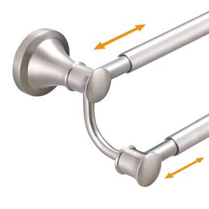 lot 60331 image: Hoimpro Adjustable Retractable 15-27 Inches Stainless Steel Bathroom Towel Bar, Bathroom Accessories Bath Hotel Double Towel Bar Rod Hanger Wall Mounted Towel Holder Towel Rack, Brushed Nickel