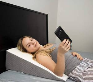 lot 60333 image: Klbs Bed Wedge Pillow with Memory Foam Top  Chic Jacquard Cover  Wedge Pillow for Sleeping and Acid Reflux, Heartburn, GERD