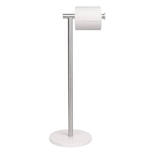 lot 60340 image: NearMoon Bath Toilet Paper Holder Stand- Modern Tissue Roll Holder Freestanding with Balanced Base, Rustproof Toilet Roll Holder for BathroomKitchen Countertop (Brushed Nickel, Marble Base)