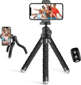 lot 60349 image: Eicaus Portable and Flexible Phone Tripod Stand for Cellphones, Compact Mini Tripod with Remote for Video Recording, Vlogging and Travel Photography(Black)