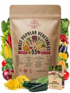 lot 60351 image: Organo Republic 55 Vegetable Seeds Variety Pack - 11,500 Non-GMO, Heirloom in Individual Packets, Home Survival Garden Seeds for Hydroponic, IndoorOutdoors Gardening