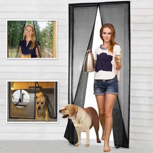 lot 60353 image: Magnetic Screen Door Mesh, Heavy Duty Door Screen Magnetic Closure - Reinforced Fiberglass Mesh with Full Frame Hook Loop, Magnet Screen Door Curtain for Front Patio Sliding Doors - Size 38 x 82 Inch