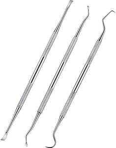 lot 60355 image: 3 Pieces Dog Dental Tooth Scaler and Scraper Stainless Double Headed Tarter Removing Tool Scraper Pet Teeth Cleaning Tools for Dog and Cat