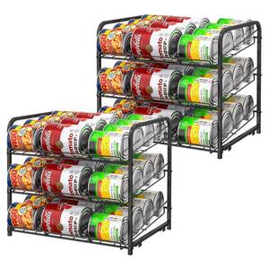 lot 60363 image: BTY Can Organizer for Pantry Stackable Can Rack Organizer 2 Pack Stacking Can Storage Dispensers 3 Tier Small Space Holds up to 36 Cans for Pantry, Kitchen, Cabinet- White