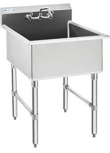 lot 8305 image: HALLY Commercial Stainless Steel Sink 1 Compartment Utility Sink, 24 L x 24 W x 12 D, Retails-$440