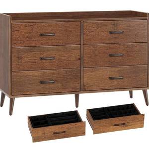 lot 8308 image: Rolanstar Drawer Dresser Quick Install, 6 Wooden Drawers, Retails-$220