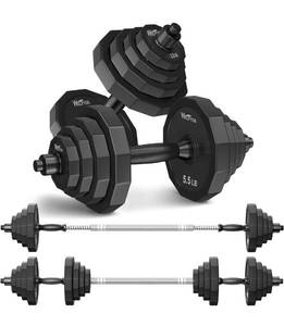 lot 8311 image: Adjustable Dumbbell Sets 66Lbs with Solid Steel, Barbell Free Weight Set with Connector Workout, Retails-$170