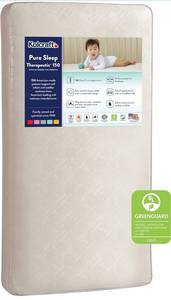 lot 8330 image: Kolcraft Pure Sleep Therapeutic 150 Certified Waterproof Baby Crib Mattress & Toddler Bed Mattress, Extra Firm Coils Hypoallergenic Comfort, GREENGUARD GOLD Air Quality Certified, Made in USA, 52x28 RETAILS $60