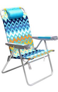 lot 8331 image: SUNNYFEEL Extra Wide 28 Folding Beach Chair 5 Position Lay Flat, Portable 17 Tall Camping Chair with Cup Holder for OutdoorLawnTripPicnic, Lightweight Foldable Sand Chairs for Adults (Wave) RETAILS $95