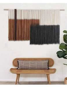 lot 8333 image: Macrame Wall Hanging Large Dip Dye Tapestry Fiber Wall Art Boho Bedroom Decor 59W35L RETAILS $87