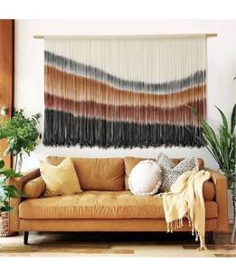 lot 8334 image: Flber Macrame Wall Hanging Macrame Wall Decor Large-Scale Tie-Dye Tapestry Living Home Room Wall Decor 59 Wx 35 L RETAILS $86