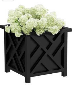 lot 8350 image: Chippendale Planters. Set of 2 .Black. Great for Outdoor Decor, Patio and Lawn Plant Holder RETAILS C$60