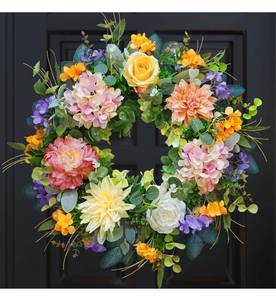 lot 8351 image: Spring Wreaths for Front Door, Soomeir Hydrangea Summer Wreath, All Seasons Year Round Flower Wreath, Holiday Decor Decorations for Home Outdoor Indoors (Hydrangea) RETAILS $57
