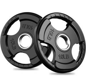lot 8352 image: RitFit Olympic Rubber Grip Plates for Barbell, 2-Inch Weight Plates for Weightlifting and Strength Training in Home & Gym, Single, Pair and Sets(2.5510253545 LB) RETAILS $60