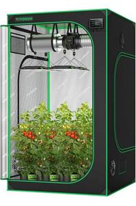 lot 8355 image: VIVOSUN S448 4x4 Grow Tent, 48x48x80 High Reflective Mylar with Observation Window and Floor Tray for Hydroponics Indoor Plant for VS4000VSF4300 RETAILS $150