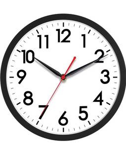 lot 8366 image: AKCISOT Wall Clock 10 Inch Silent Non-Ticking Modern Clocks Battery Operated - Analog Small Classic for Office, Home, Bathroom, Kitchen, Bedroom, School, Living Room(Black)