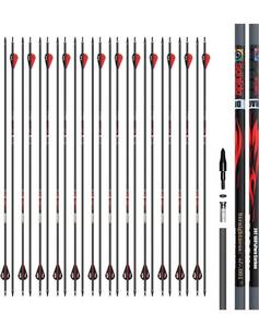 lot 8368 image: sanlida 24 PCs, 100% Pure Carbon, 0.001 Straightness, Dragon Flagship 24T Pure Carbon Hunting Arrows for Compound Bow, Professional Standard Hunting Arrows with Removable Tips RETAILS $89
