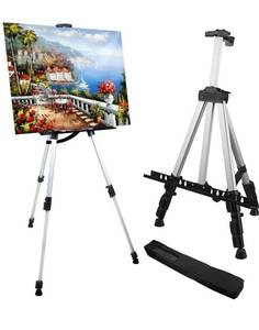 lot 8369 image: Artist Easel Stand, RRFTOK Metal Tripod Adjustable Easel for Painting Canvases Height from 17 to 66 Inch,Carry Bag for Table-TopFloor Drawing and Didplaying