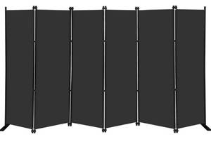 lot 8375 image: MAYOLIAH 6 Panel Folding Privacy Screen 9ft Wide, 6ft Tall Partition Room Divider Portable Office Walls Dividers, Black