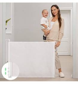 lot 8376 image: Momcozy Retractable Baby Gate, Mesh Baby Gate or Mesh Dog Gate, 33 Tall,Extends up to 71 Wide, Child Safety Gate for Doorways, Stairs, Hallways, IndoorOutdoor