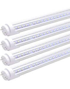 lot 8377 image: KALINA 2FT LED Tube Lights, 15W(30W Fluorescent Bulb Replacement) V Shaped, 6000K Cool White, Ballast Bypass, Clear Cover, 4-Pack RETAILS $39
