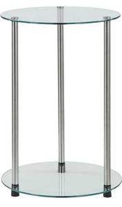 lot 8379 image: Convenience Concepts Designs2Go Classic Glass 2 Tier Round End Table, 15.75(L) x 15.75(W) x 24.41(H) RETAILS $59