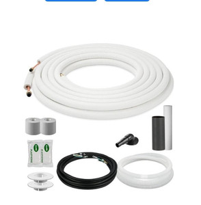 lot 8381 image: READ DESCRIPTION 25 Ft Mini Split Line Set, 14 & 38 O.D. Copper Pipes Tubing and 38 White Thickened PE Insulated Coil