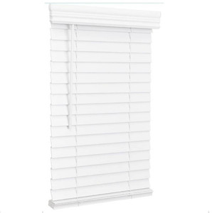 lot 8383 image: Cordless, 2 Inch Faux Wood Room Darkening Blind, 35 Wide x 60 Long BROWN READ DESCRIPTION