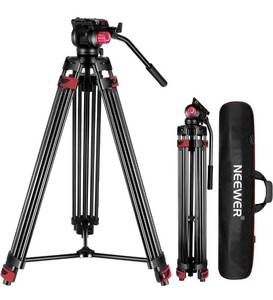 lot 8386 image: NEEWER 79200cm Video Tripod, Heavy Duty Aluminum Alloy Camera Tripod Stand with 360° Fluid Drag Head, Retails-$110