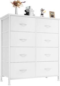 lot 8390 image: ANTONIA Dresser for Bedroom with 8 Fabric Drawers, Light GREY Drawers