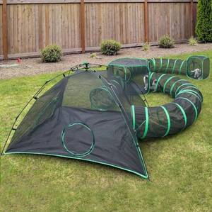 lot 8399 image: 6-in-1 Outdoor Cat Play Tents and Tunnels - Portable Cat Enclosures and Playpen, Retails-$150, see description