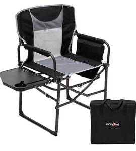 lot 8426 image: SUNNYFEEL Oversized Camping Directors Chair, Heavy Duty with Side Table, Retails-$70
