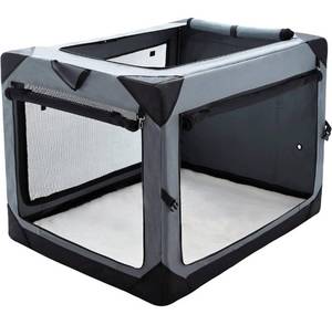 lot 8430 image: 36 Inch Collapsible Crate for Large Dogs, 4-Door Foldable Soft Kennel, Retails-$100