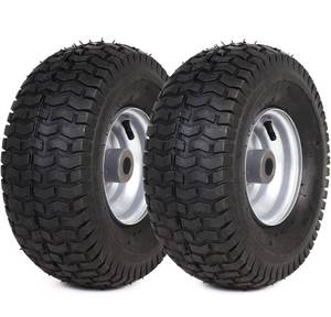 lot 8446 image: 2 Pack) 15 x 6.00-6 Tire and Wheel Set - for Lawn Tractors with 3�� Centered Hub and 34 Sintered iron bushings RETAILS C$72