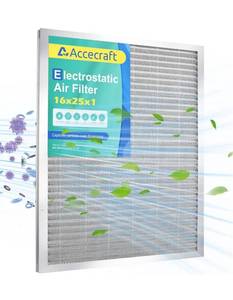 lot 8457 image: 16x25x1 Electrostatic Air Filter, Washable & Reusable Aluminum ACHVAC Furnace Filter, MERV 8, Lasts a Lifetime, Healthier Home or Office(Actual Size 15.5x24.65x0.86) RETAILS $50