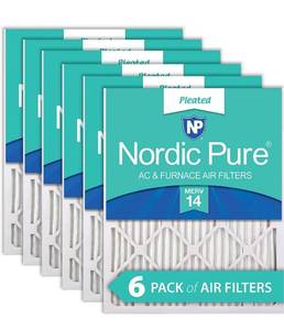 lot 8474 image: Nordic Pure 20x20x1 (19 12 x 19 12 x 34) Pleated MERV 14 Air Filters 6 Pack RETAILS C $85