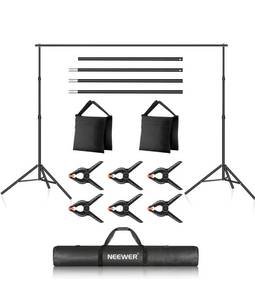 lot 8478 image: Neewer Photo Studio Backdrop Support System, 10ft3m Wide 6.6ft2m High Adjustable Background Stand with 4 Crossbars, 6 Backdrop Clamps, 2 Sandbags, and Carrying Bag for Portrait & Studio Photography