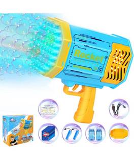 lot 8486 image: Bazooka Bubble Blaster Gun with 2 Batteries,Rocket Bubble Machine Blower,Birthday Gift for Boys Kids,Bubble Maker Toys for Party Wedding(Blue)