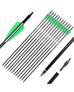 lot 8494 image: 30inch Fiberglass Arrow with Replaceable Arrowhead Spine 500 for Recurve and Compound Bow Hunting and Practice Hunting